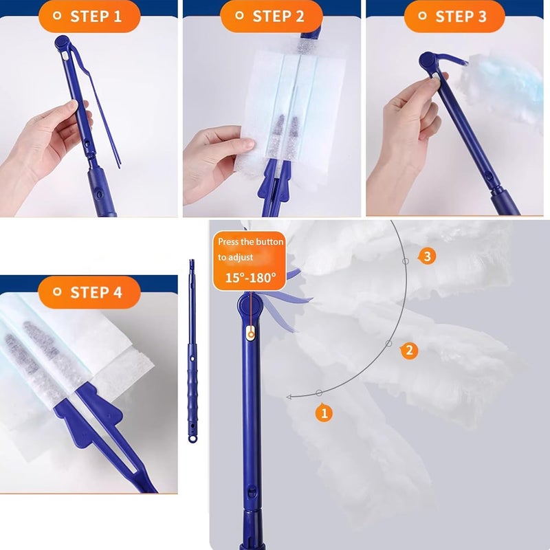HRJZF 44 pcs Duster Refills for Swiffer Dusters, 40 Count Disposable Duster Refill Heavy Duty Dusters Refills Replacement Head 1 Long-Handled Brush and 2 Short-Handled Brushes, with 1 Cleaning Brush - Image 3